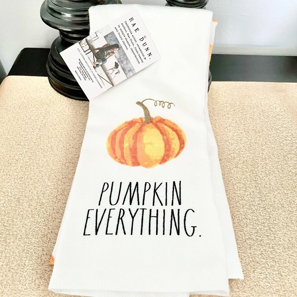 🆕Rae Dunn 2PK PUMPKIN EVERYTHING Kitchen Towels